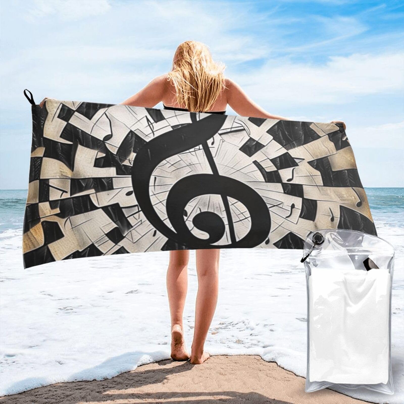 ミュージシャン clair de lune big towel Amazon.com: BWWHCCTI Musical Theme Music Clefs Printed